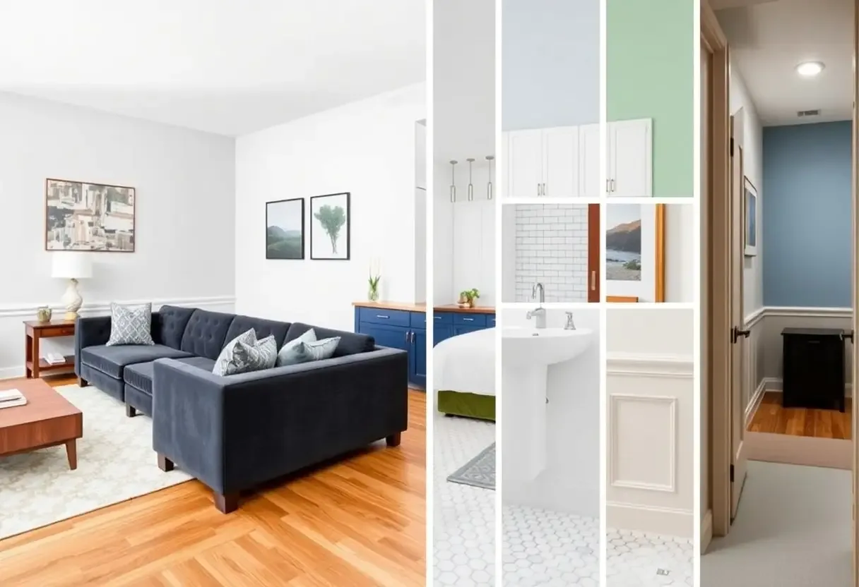 Beautifully painted interior room showing rich emerald walls with warm wood trim accents