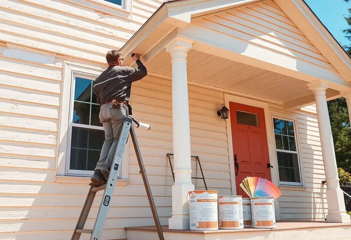 Sun-exposed exterior siding on a Maryland home showing faded and chalking paint that needs repainting